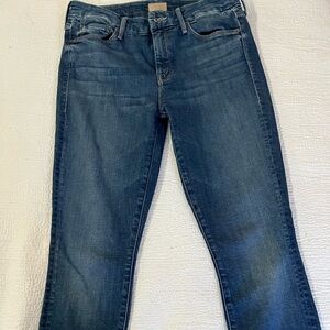 MOTHER Dark Blue - The Looker Ankle Fray